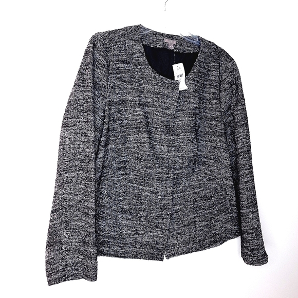 NEW j jill women's large petite snap button jacket gray blac blazer suit - Picture 4 of 15